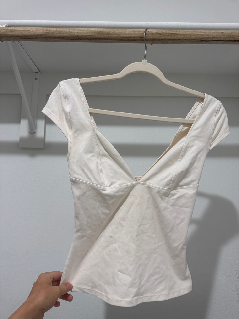 Free People One-Shoulder Ivory Fitted Top